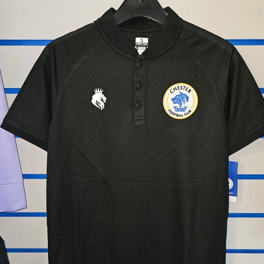 Adult Grandad Collar Chester FC Polo Shirt - Black